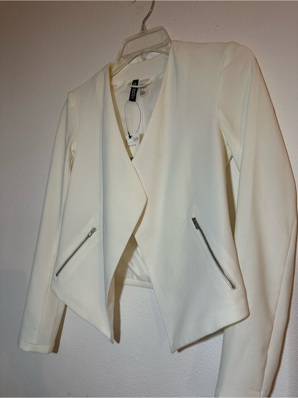 H&M White Cropped Open-Front Blazer Jacket - Picture 5 of 9